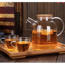 Hot Sale Home Decoration Borosilicate Glass Tea Coffee Pot with bamboo lid